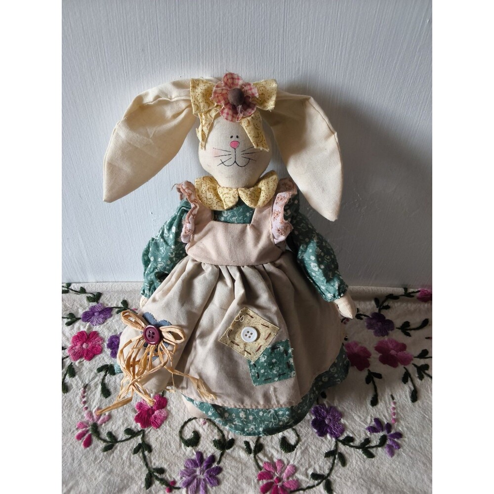 Kitchy JoAnn Fabrics Rag Bunny Plush Made in 2000 Y2K Grannycore Cottagecore
